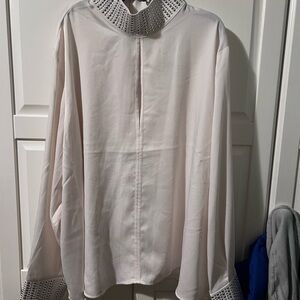 H&M White Studded Collar Blouse